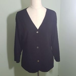 Effortless Style Black V-Neck Button Front